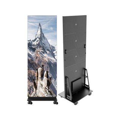 P0.9 Floor Standing LED Poster Display Cabinet 600*1687.5mm Screen Size IP54 Front Service