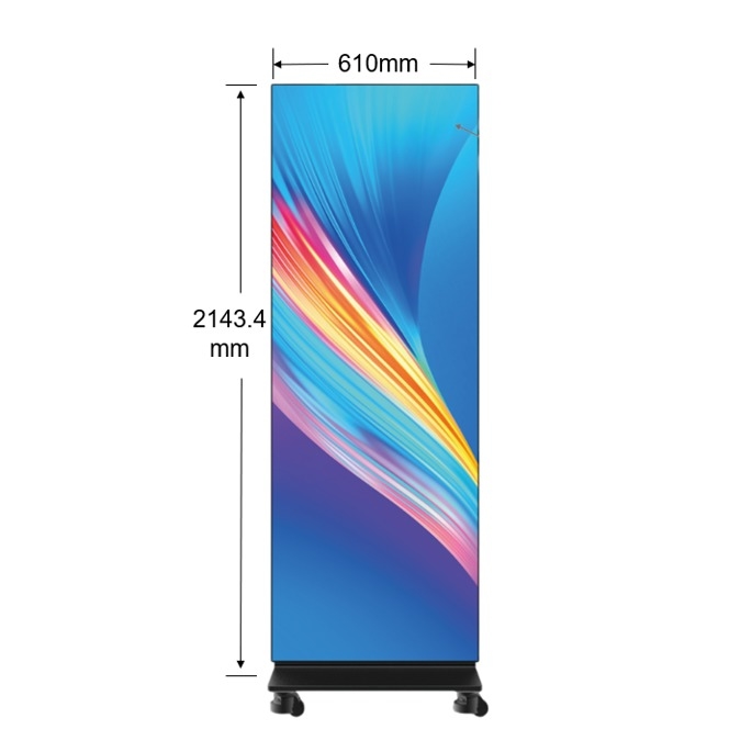 P0.9 LED Poster Display Floor Standing IP54 Cabinet 1x6 Easy And Foldable To Move