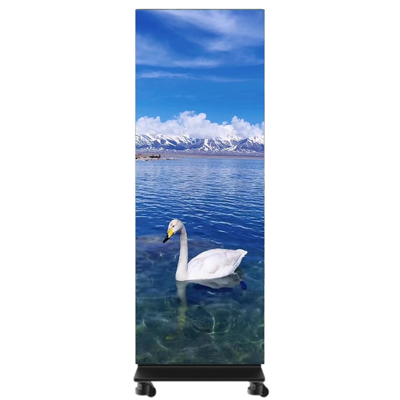 P0.9 LED Poster Display Floor Standing Foldable To Move Ultra Thin 29.5mm